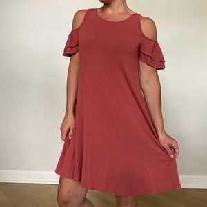 Socialite Cold Shoulder Coral Dress